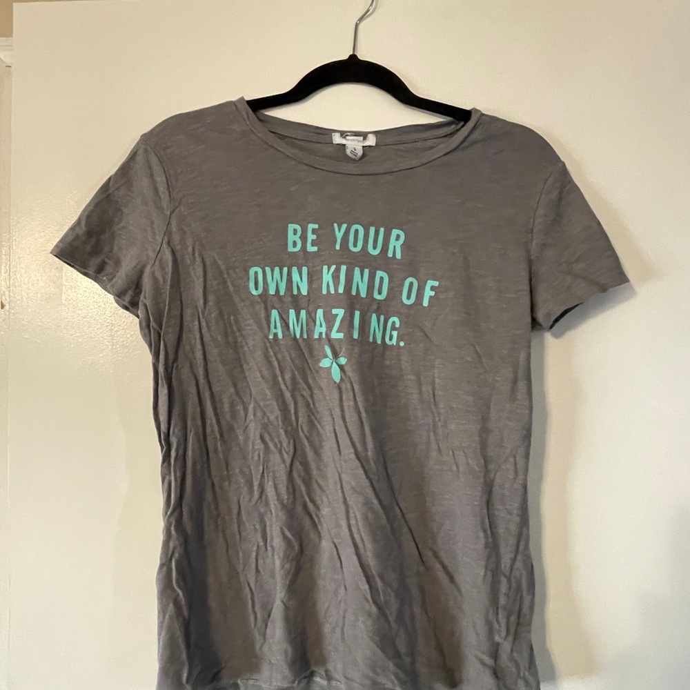 Gray T-Shirt with Mint Text